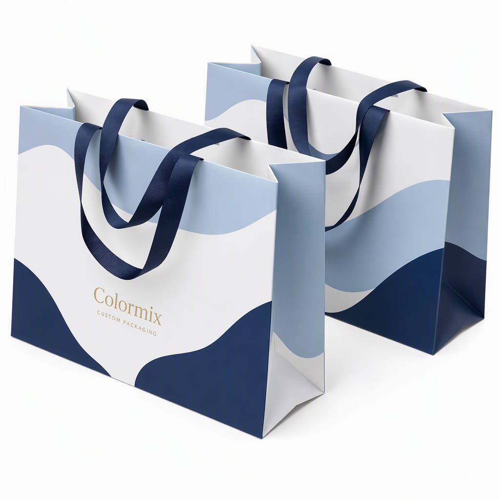 Paper Shopping Bag with Ribbon Handle — paper shopping bag with ribbon handle by Colormix Packaging